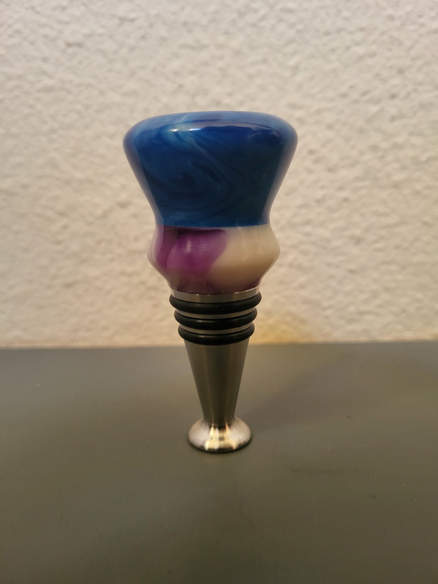 Blue and Purple Epoxy Bottle Stopper