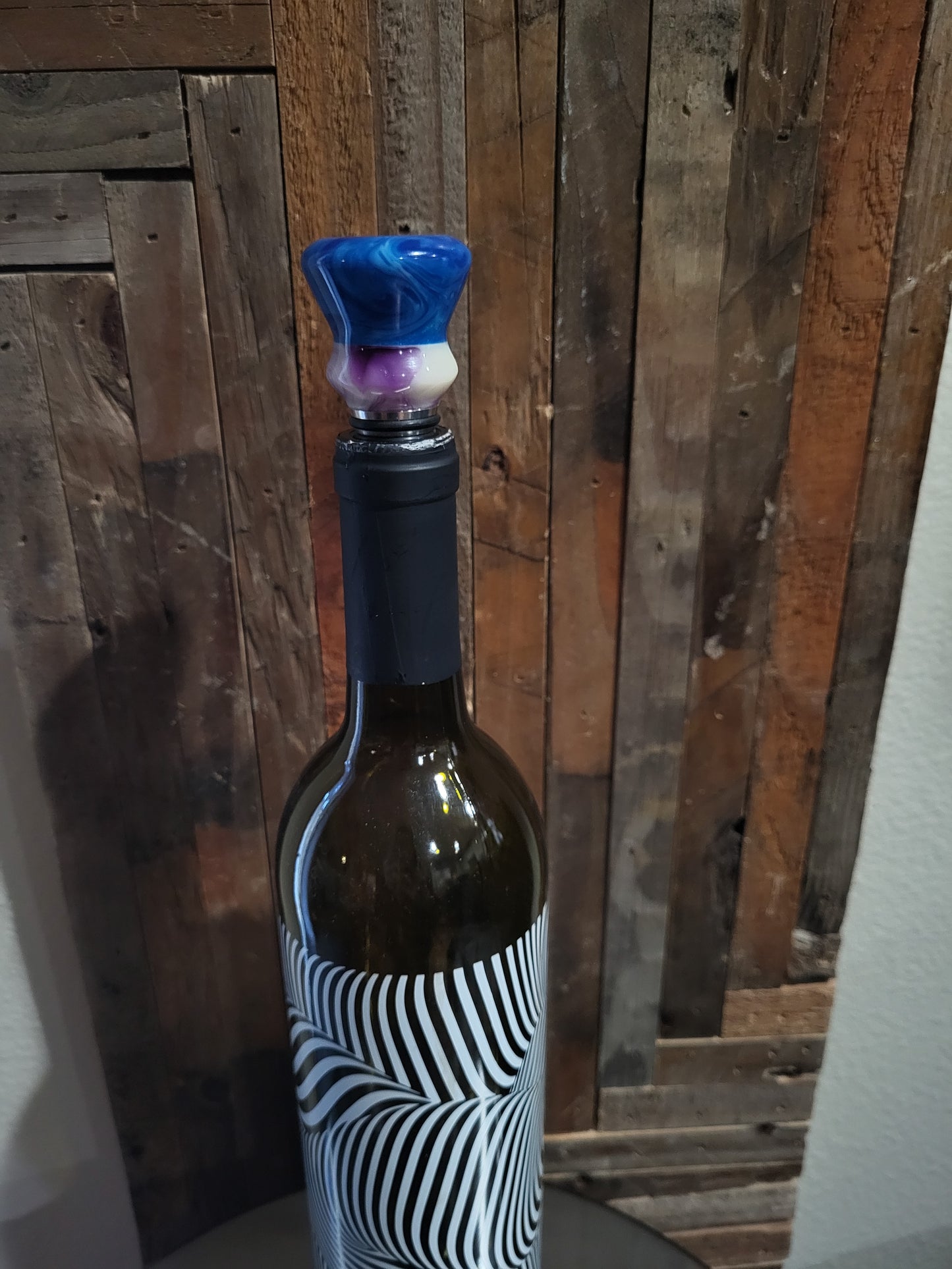 Blue and Purple Epoxy Bottle Stopper